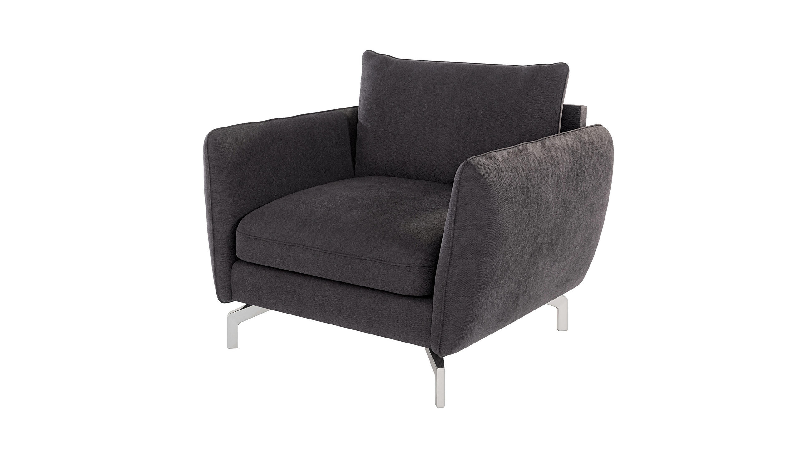 SESSEL Elou Graphit Microfaser - Chromfarben/Graphitfarben, Holz/Textil (103/87/92cm) - S-Style Möbel