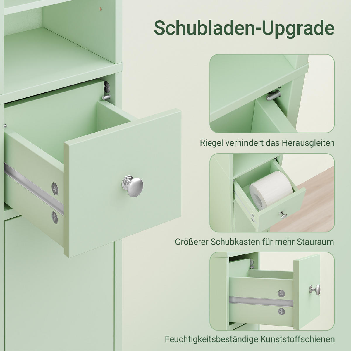 HOCHSCHRANK schmal Hellgrün - Hellgrün, Holzwerkstoff (20/180/20cm) - SoBuy