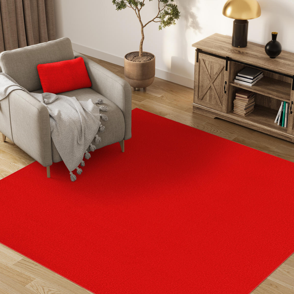 TEPPICH MONO SQUARE Rot 120/120 cm - Rot, Kunststoff (120/120cm) - Tapiso