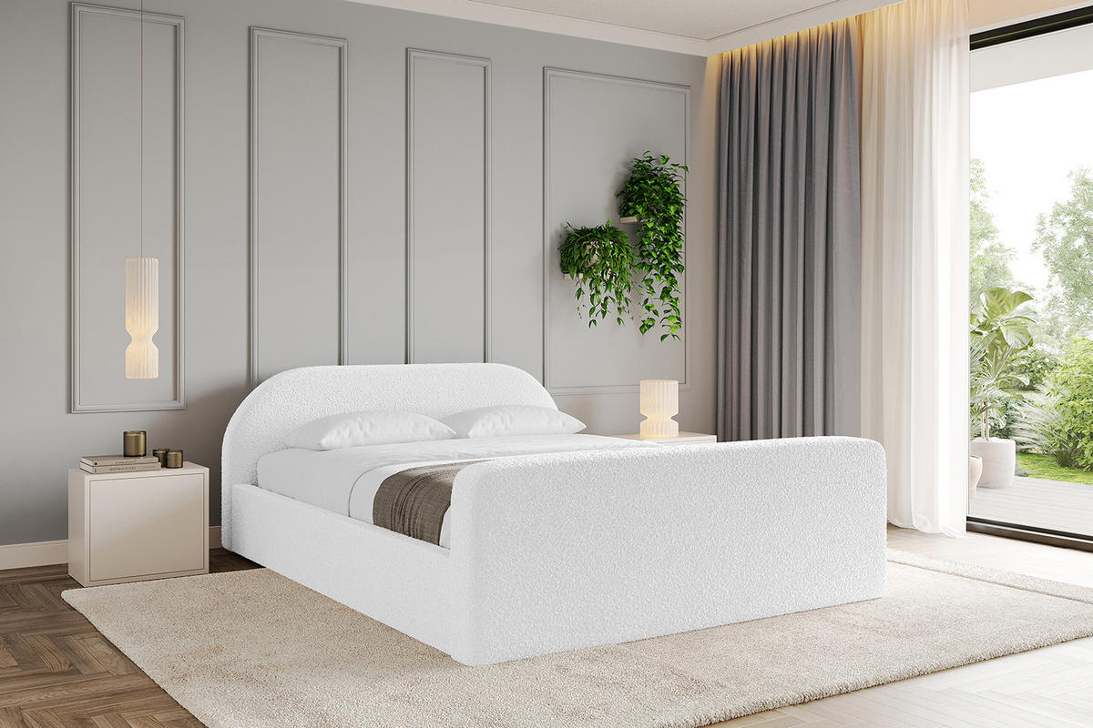 POLSTERBETT mit Bettkasten, Fußteil und Lattenrost, Boxbett ohne Matratze - TIVON-Z-V1 160x200 Weiß - Weiß, Holzwerkstoff/Textil (160/200cm) - ALTDECOR