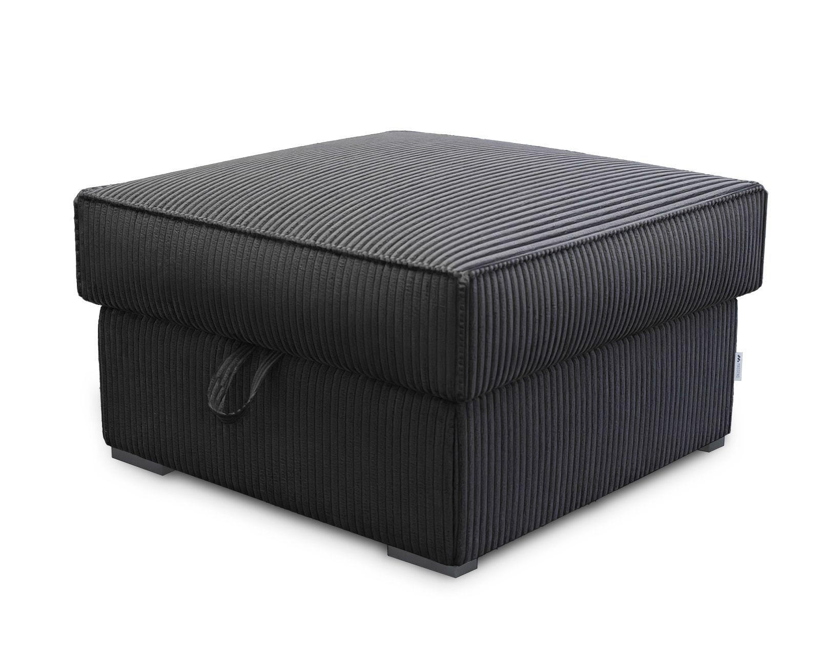 POUF FERA Schwarz 65x65 cm - Schwarz, Textil (65/38/65cm) - MASSENO