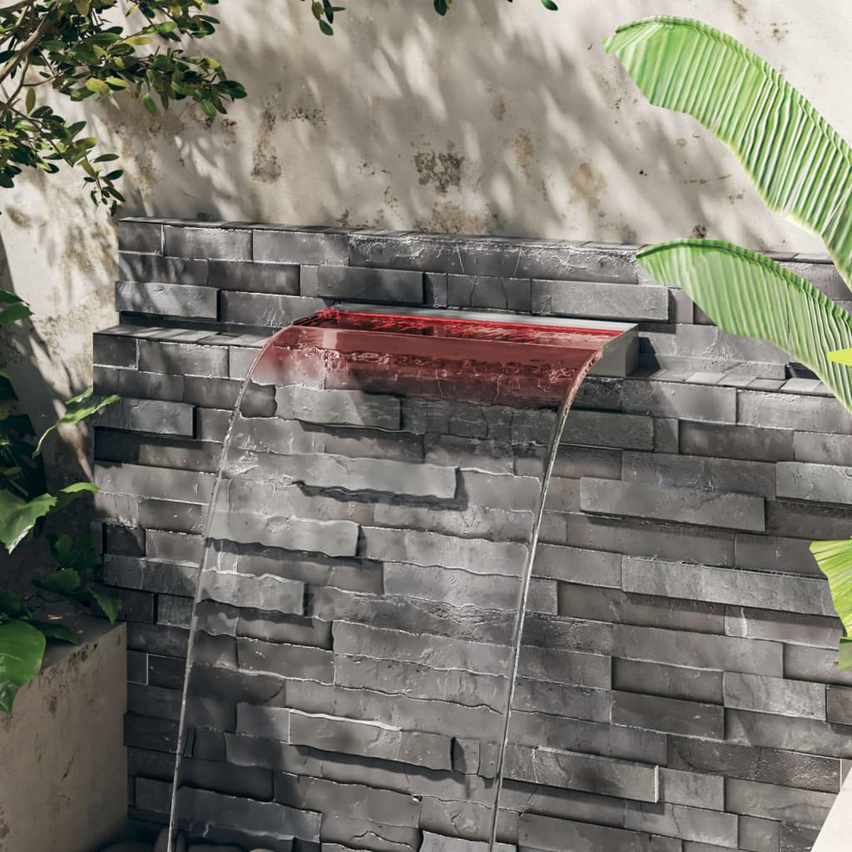 WASSERFALL-ELEMENT Mit Rgb Leds Edelstahl 60 Cm - Silberfarben, Metall (21/60/8cm) - vidaXL