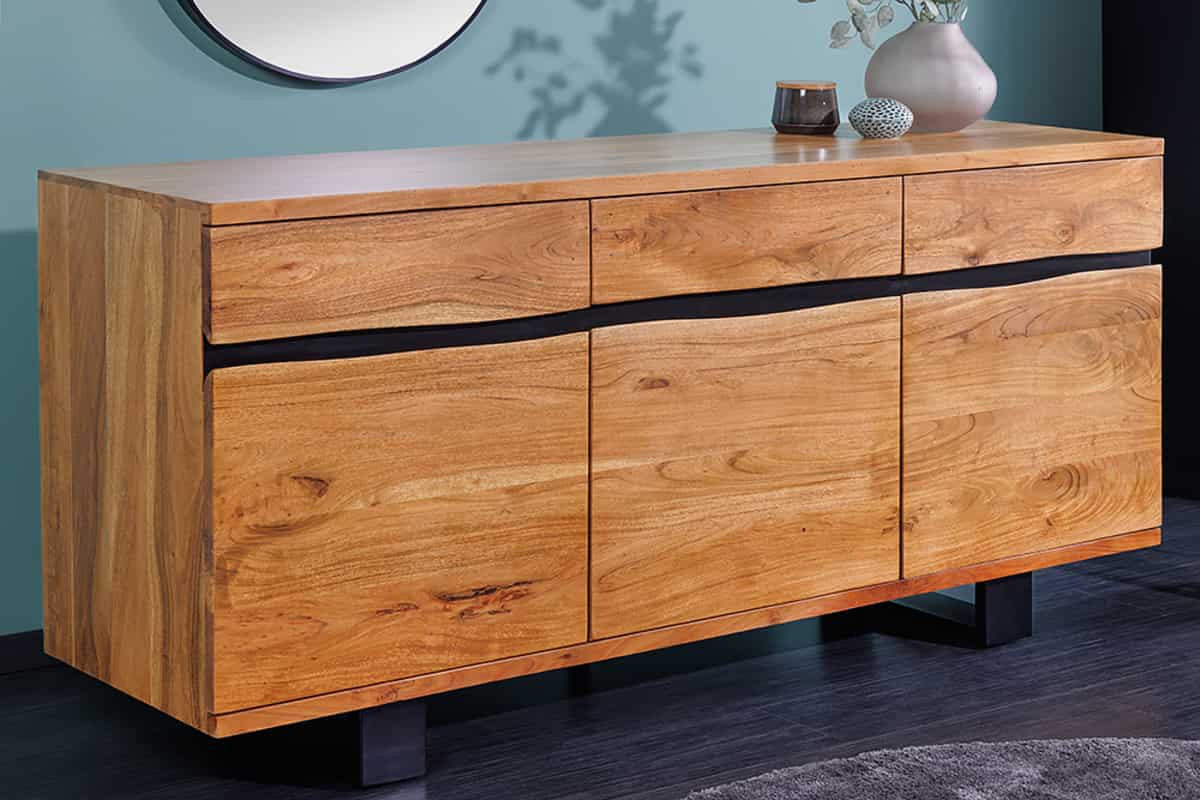 SIDEBOARD MAMMUT Akazie 160cm - Schwarz/Braun, Holz/Metall (160/85/45cm) - riess-ambiente