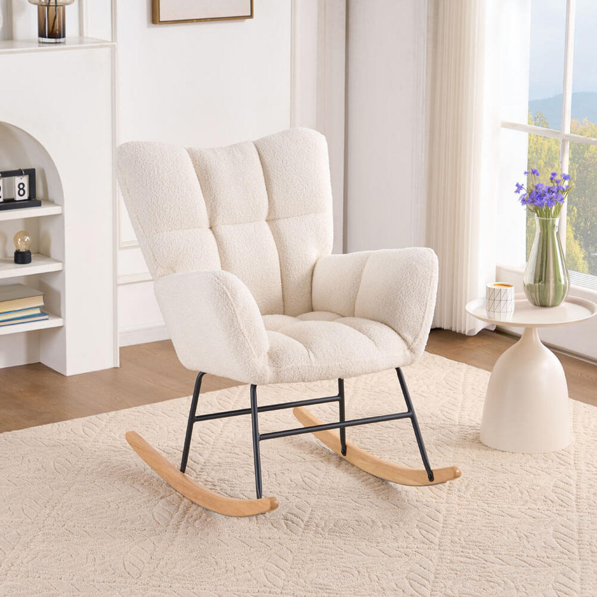 STUHL NARA - Bouclé Weiß - Weiß, Kunststoff (95/88/68cm) - Home Deluxe