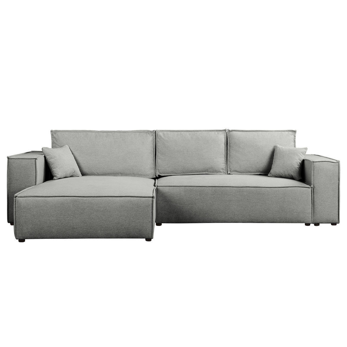 ECKSOFA mit Schlaffunktion - 290 cm - Dunkelgrau/Schwarz, Kunststoff/Textil (290/185cm) - home24
