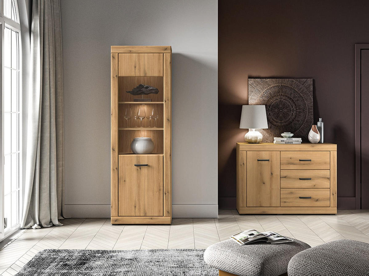 VITRINE – DORA 02 – 65 cm – Dora – Eichefarben - Eichefarben, Holzwerkstoff (65/195/40cm) - hi-markt