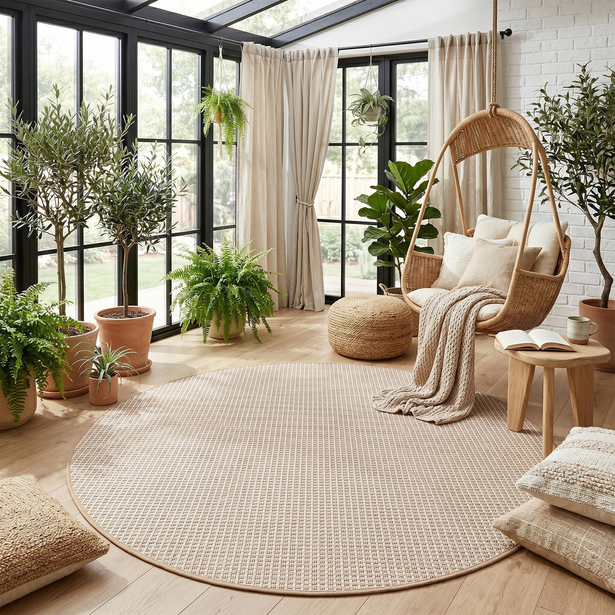 IN & OUTDOOR TEPPICH OSLO TREND RUND - Beige, Textil (133/133cm) - Snapstyle