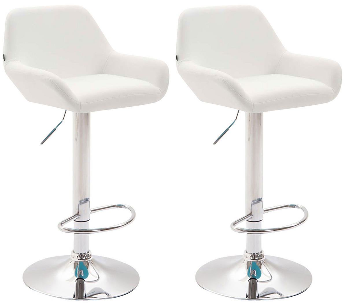 BARHOCKER 2er Set Prag Kunstleder chrom weiß - Weiß, Kunststoff/Metall (51/109/52cm) - TPFLiving