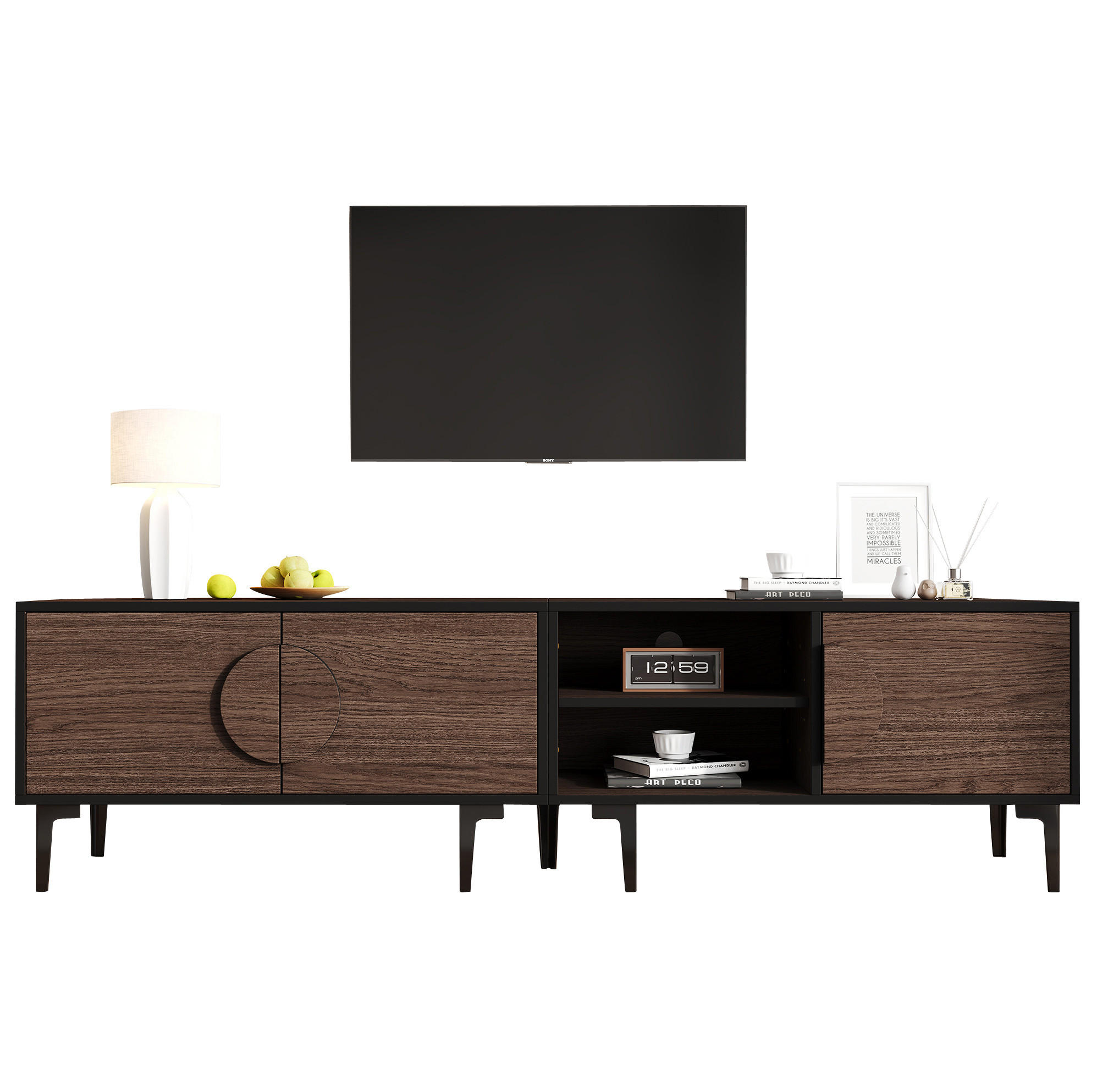 TV-ELEMENT mit 3 Türen 180 x 35 x 49 cm Dark Oak - Braun, Holzwerkstoff (35/49/180cm) - Beauniv