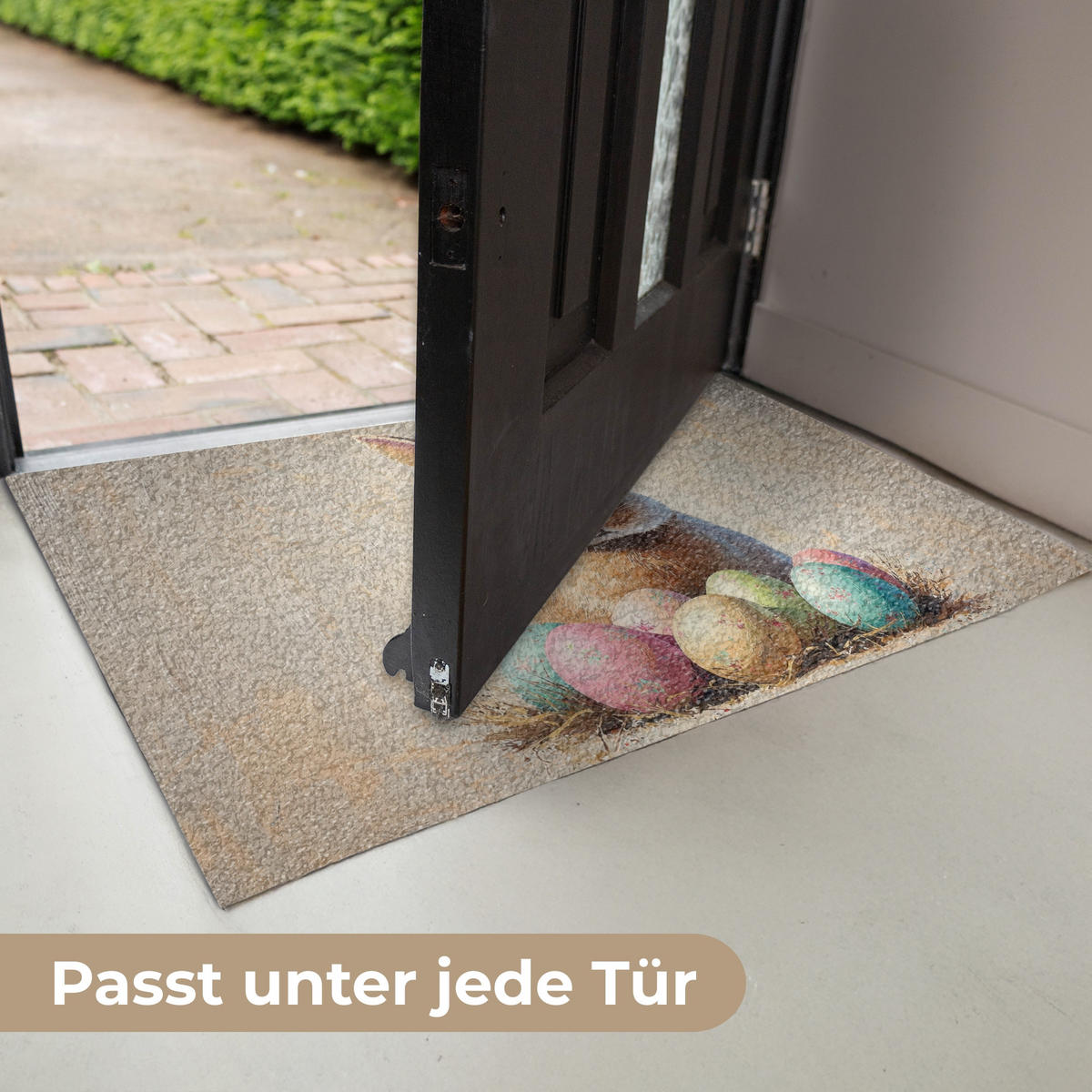 FUSSMATTE Osterhase - Pastell - Eier 60x40 cm - Beige/Multicolor, Kunststoff (40/60cm) - MuchoWow