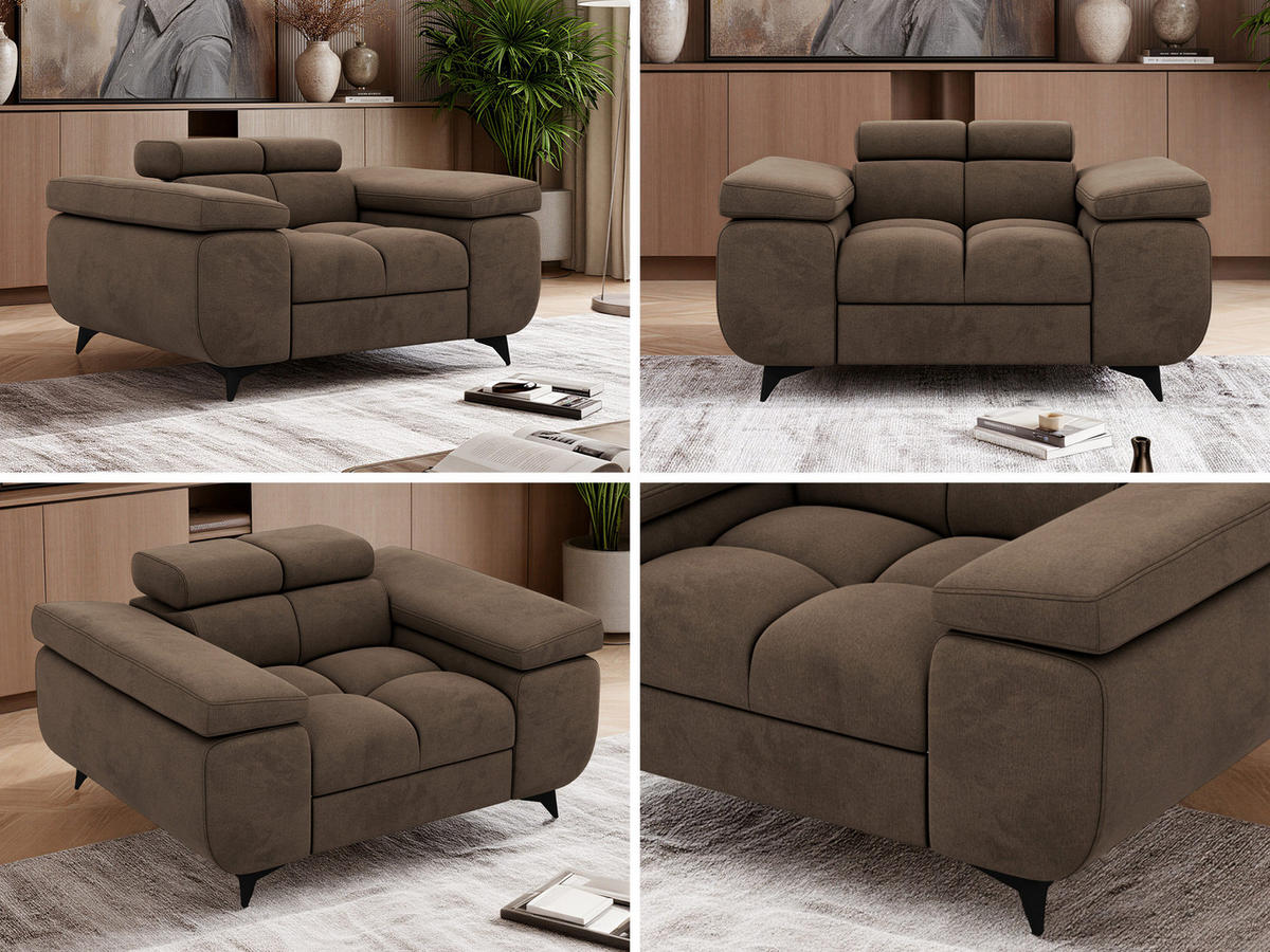 SESSEL NIDELLO - Braun Velvet - Schwarz/Braun, Textil/Metall (130/70/97cm) - MKS