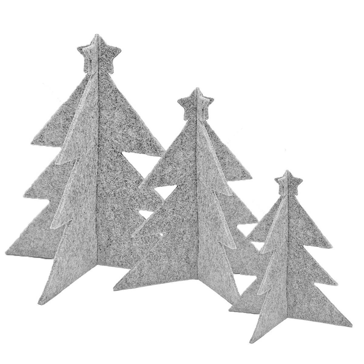 DEKO-TANNENBAUM XMAS 3er-Set - Hellgrau, Textil (21/21cm) - Miqio Design
