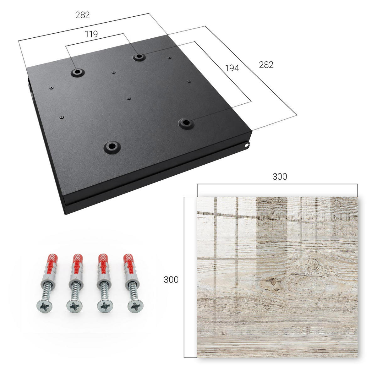 SCHLÜSSELBOX Schwarz 30x30 cm- Türöffnung nach rechts - Holzstruktur - Beige, Metall (30/30/5cm) - TULUP