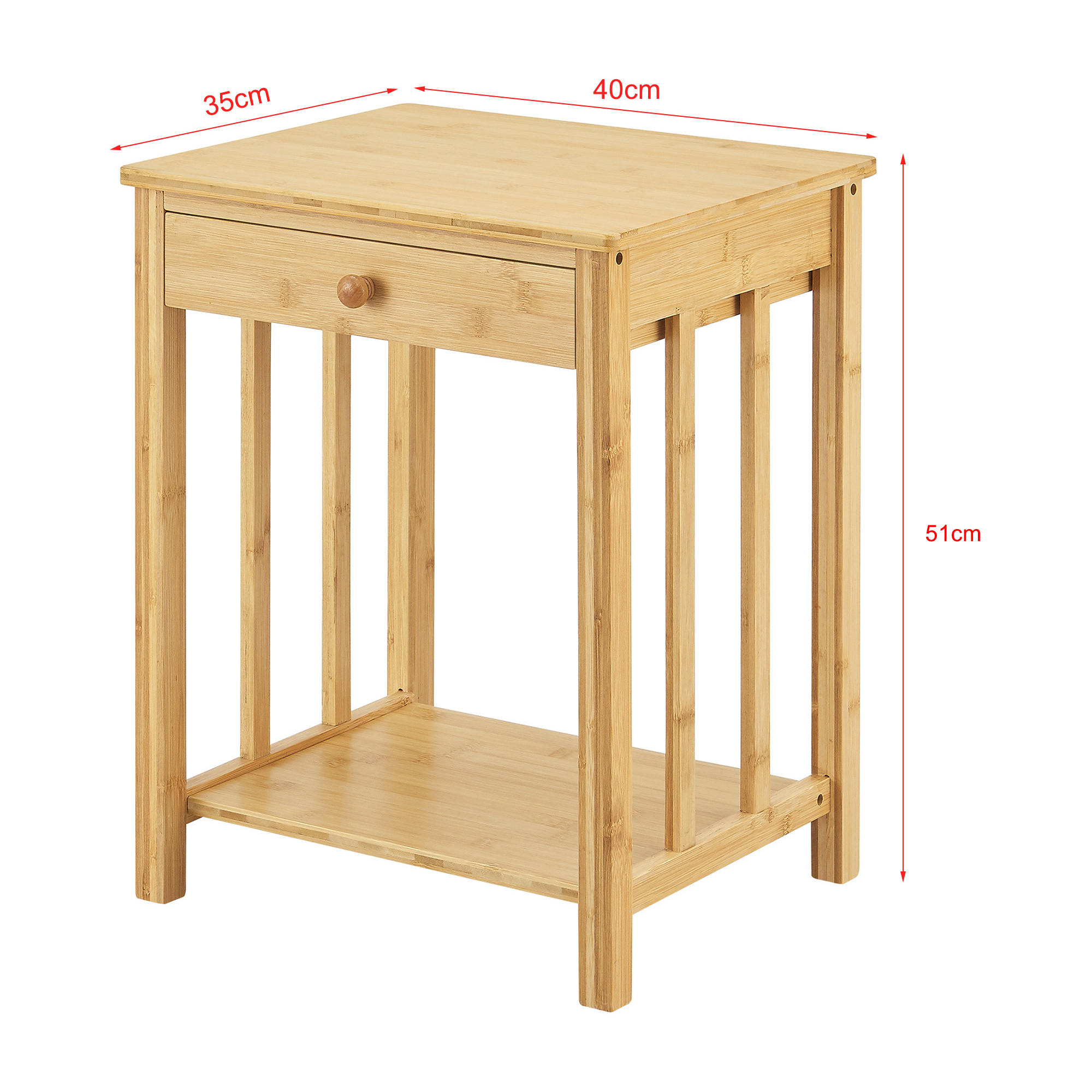 BEISTELLTISCH Ranua - Naturfarben, Holz (35/40/51cm) - [en.casa]