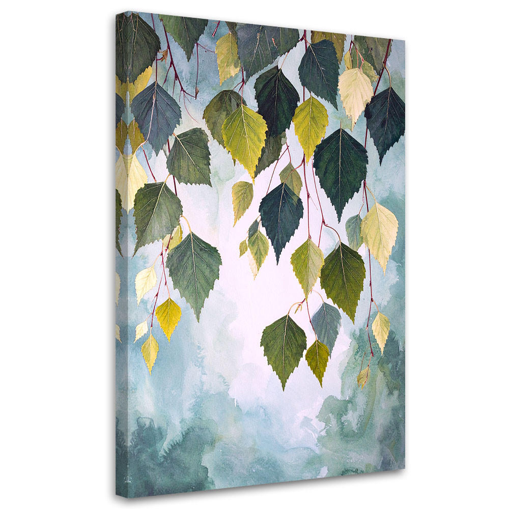 LEINWANDBILD, Grüne Birkenblätter Natur Pflanzen - Grün, Textil (30/45cm) - Feeby