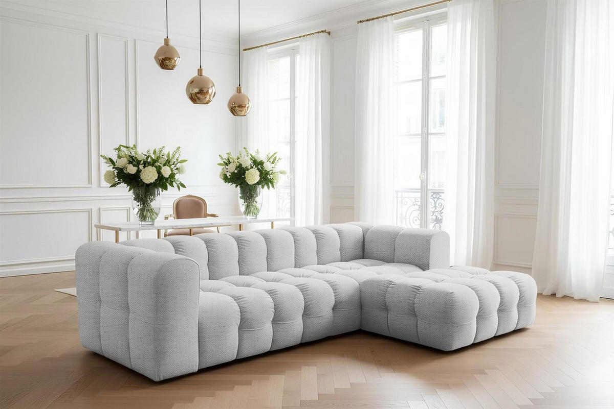 ECKSOFA Solvie In Moly - Hellgrau, Holzwerkstoff/Textil (290/193cm) - Fun Möbel