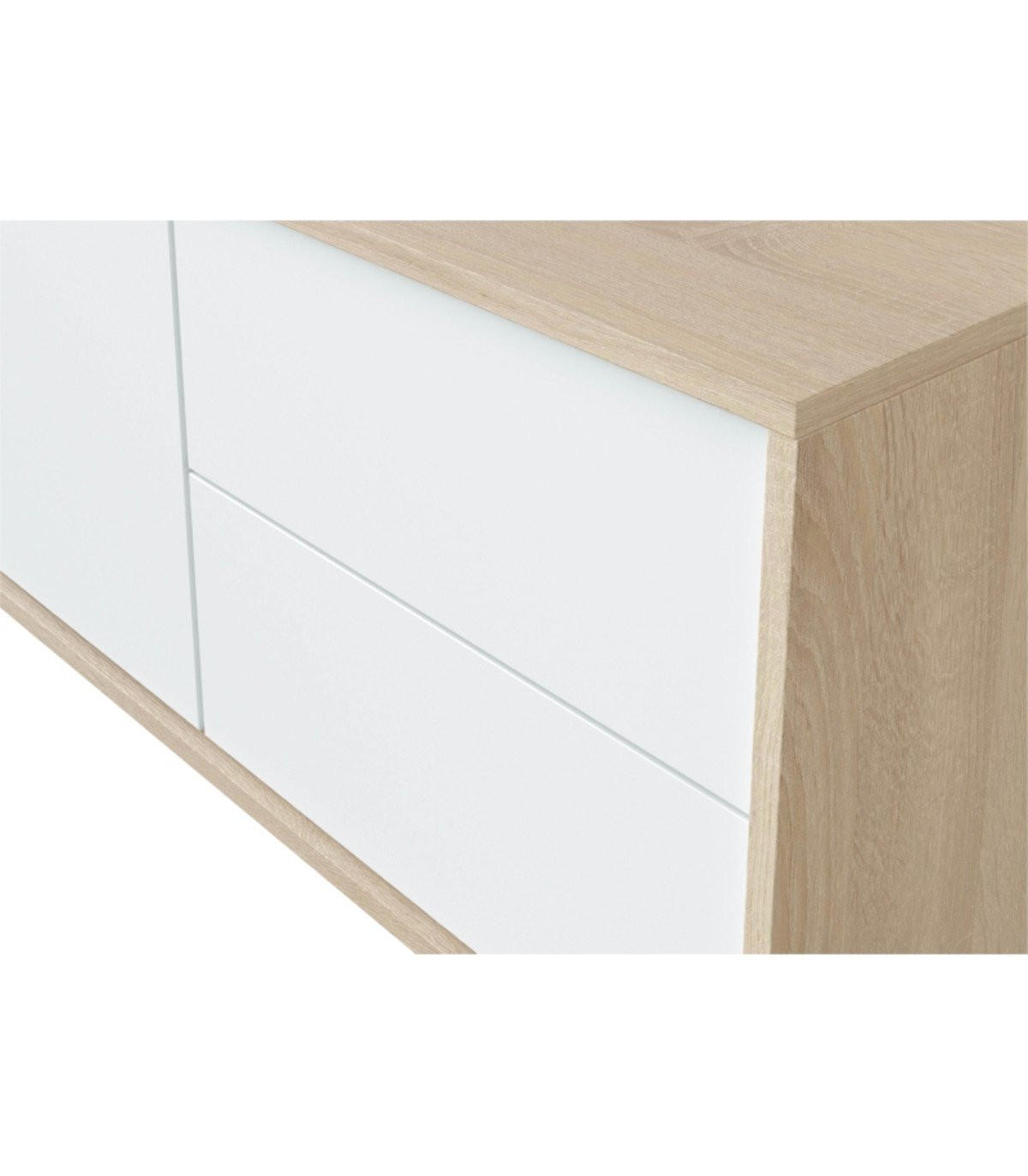 TV-MÖBEL mit 2 Türen und 2 Schubladen Brooklyn - L130 cm - Weiß, Holzwerkstoff (41/47/130cm) - Calicosy