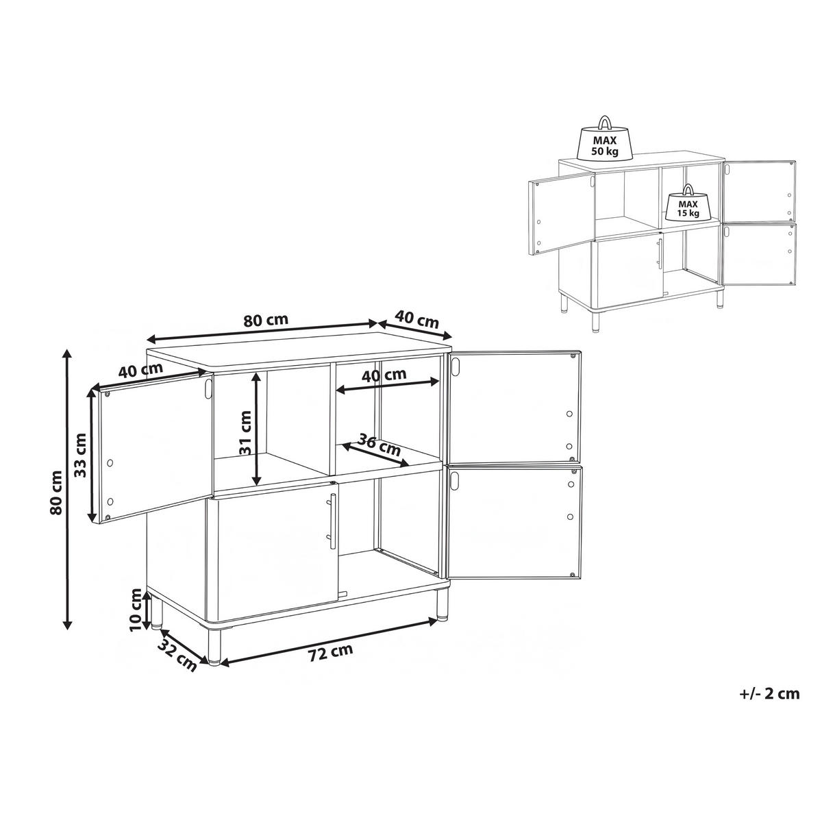 SIDEBOARD se 4 dveřmi Kov Béžový Ombura - béžová, kov (80/80/40cm) - Beliani