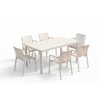 GARTEN-ESSGRUPPE MIAVA 7ER SET Cremeweiß Keramik, Kunststoff Stapelbar - Creme, Keramik - KAWOLA