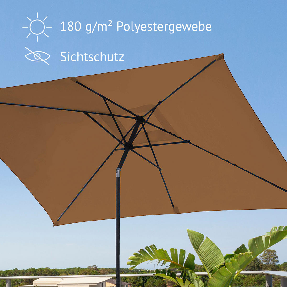 SONNENSCHIRM Set mit Ständer Taupe - Taupe, Textil (200/300cm) - SVITA