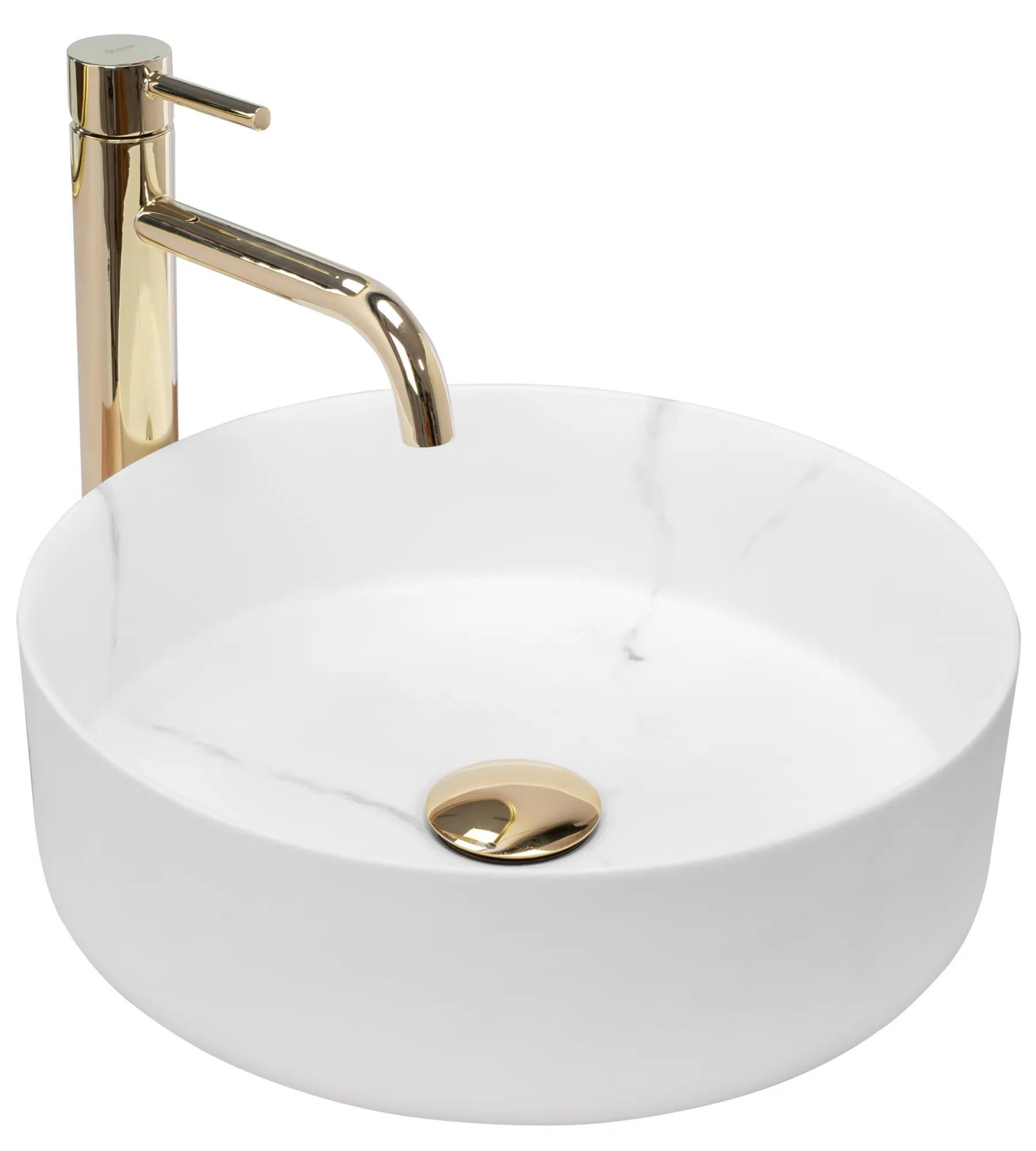 AUFSATZWASCHBECKEN Rea Sami Marble Mat - Weiß, Keramik (36/11.5/36cm) - REA