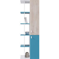 REGALKOMBINATION Spuki in Weiß, Eiche & Meerblau – Standregal - Weiß, Holzwerkstoff (80/200/120cm)