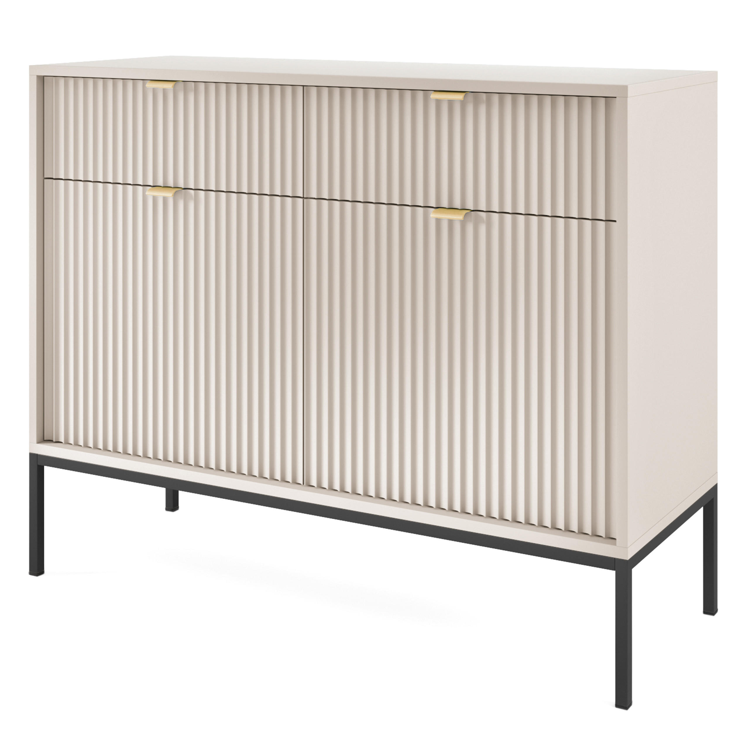 SIDEBOARD STELLARE 104/83/39cm mit 2 Schubladen 2 Türen Kaschmir - Kaschmir/Goldfarben, Holzwerkstoff (104/83/39cm) - MASSENO
