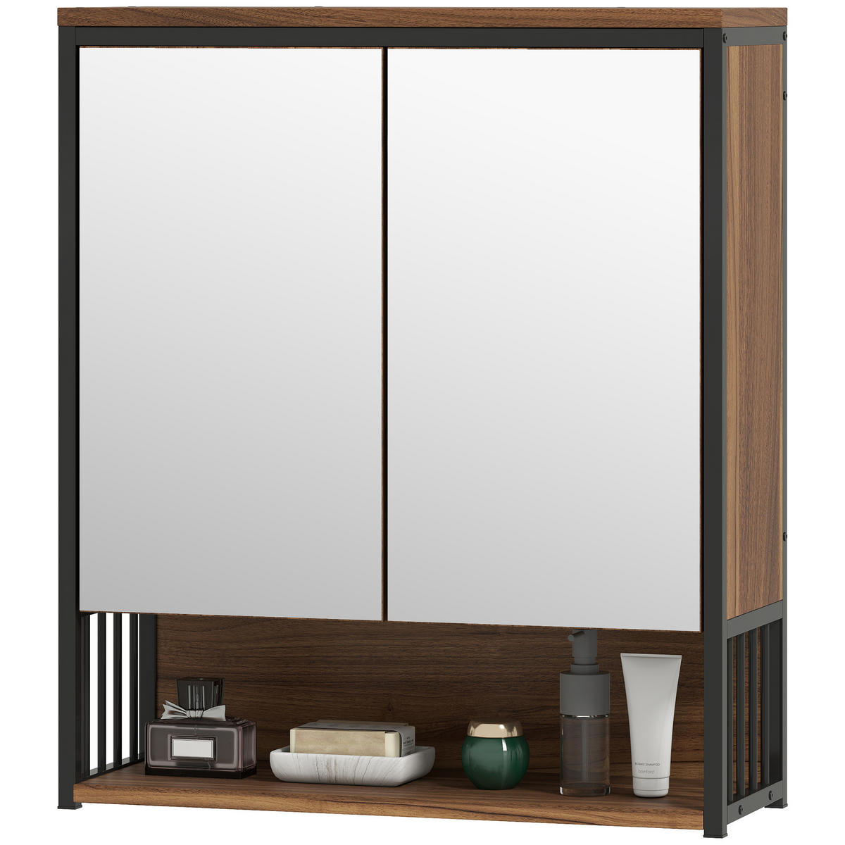 SPIEGELSCHRANK Braun Wandmontiert - Braun, Holzwerkstoff (56/65/20cm) - PANGIVO