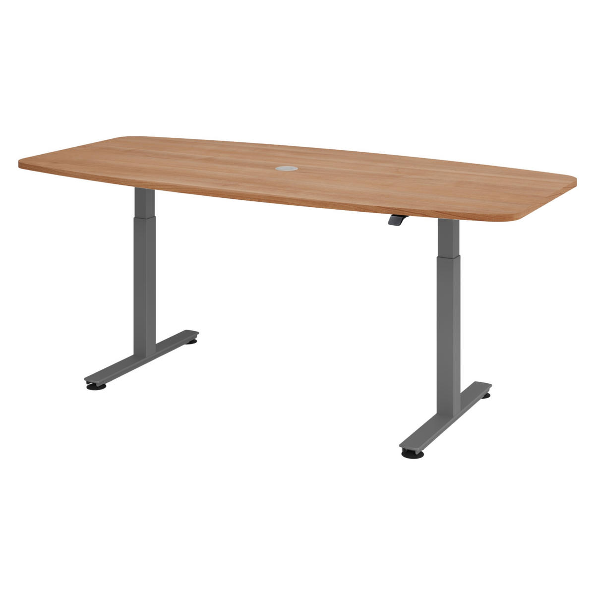 KONFERENZTISCH elektrisch XMST22 103/220/74 cm in Nussbaumfarben/Graphitfarben - Nussbaumfarben/Graphitfarben, Holzwerkstoff (103/220/74cm) - bümö