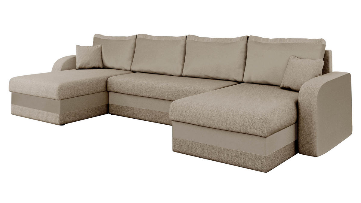 ECKSOFA Kris U Lux - Beige/Schwarz, Holz/Kunststoff (304/80/140cm) - MIRJAN24