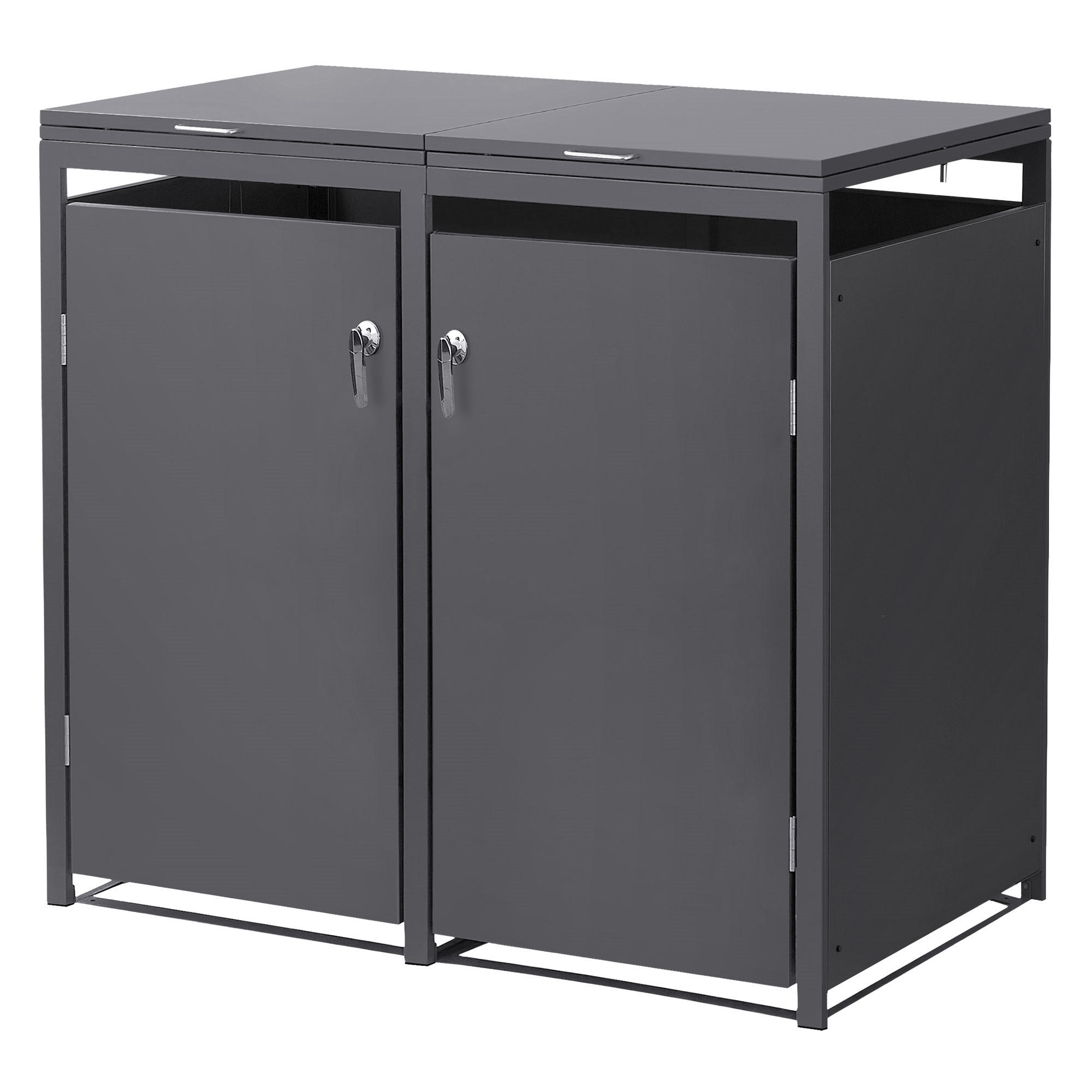 MÜLLTONNENBOX 2er Anthrazit - Anthrazit, Metall (132/120/80cm) - ML-DESIGN