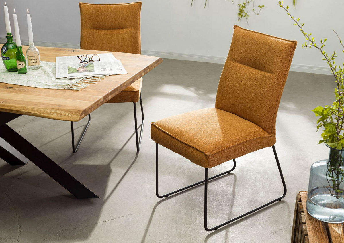 STUHL 100% Polyester 51 x 61 x 92 cm hellbraun SEATTLE #110 - Braun, Kunststoff (51/92/61cm) - Massivmoebel24