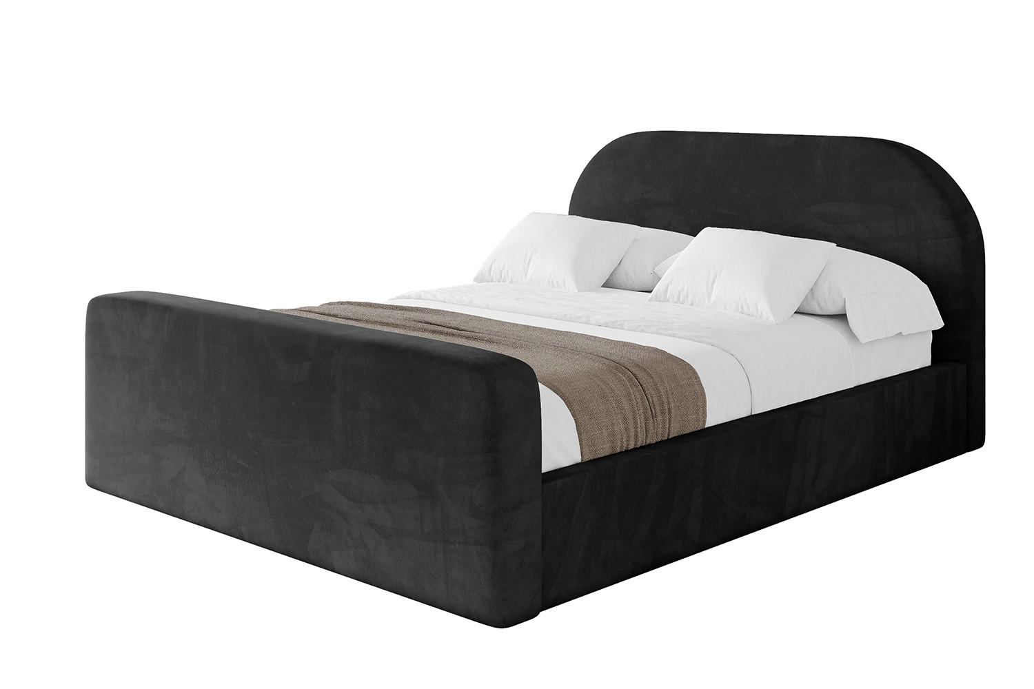 POLSTERBETT mit Bettkasten, Fußteil und Lattenrost, Boxbett mit Matratze H3/H4 - TIVON-Z 180x200 Schwarz - Schwarz, Holzwerkstoff/Textil (180/200cm) - ALTDECOR