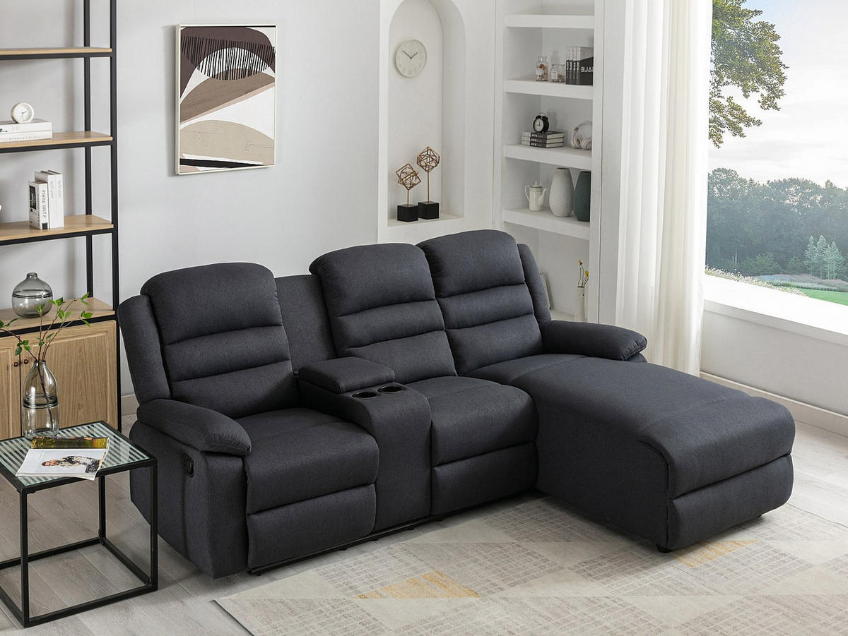 ECKSOFA Relaxsofa - Ecke Rechts - Stoff - Anthrazit - MACEDONIA - Anthrazit, Textil (231/172cm) - Vente-Unique