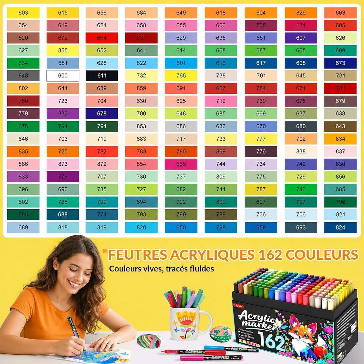 MARKER-SET 162 Farben Acryl-Marker wasserfest - Multicolor, Kunststoff (13/15/26cm)