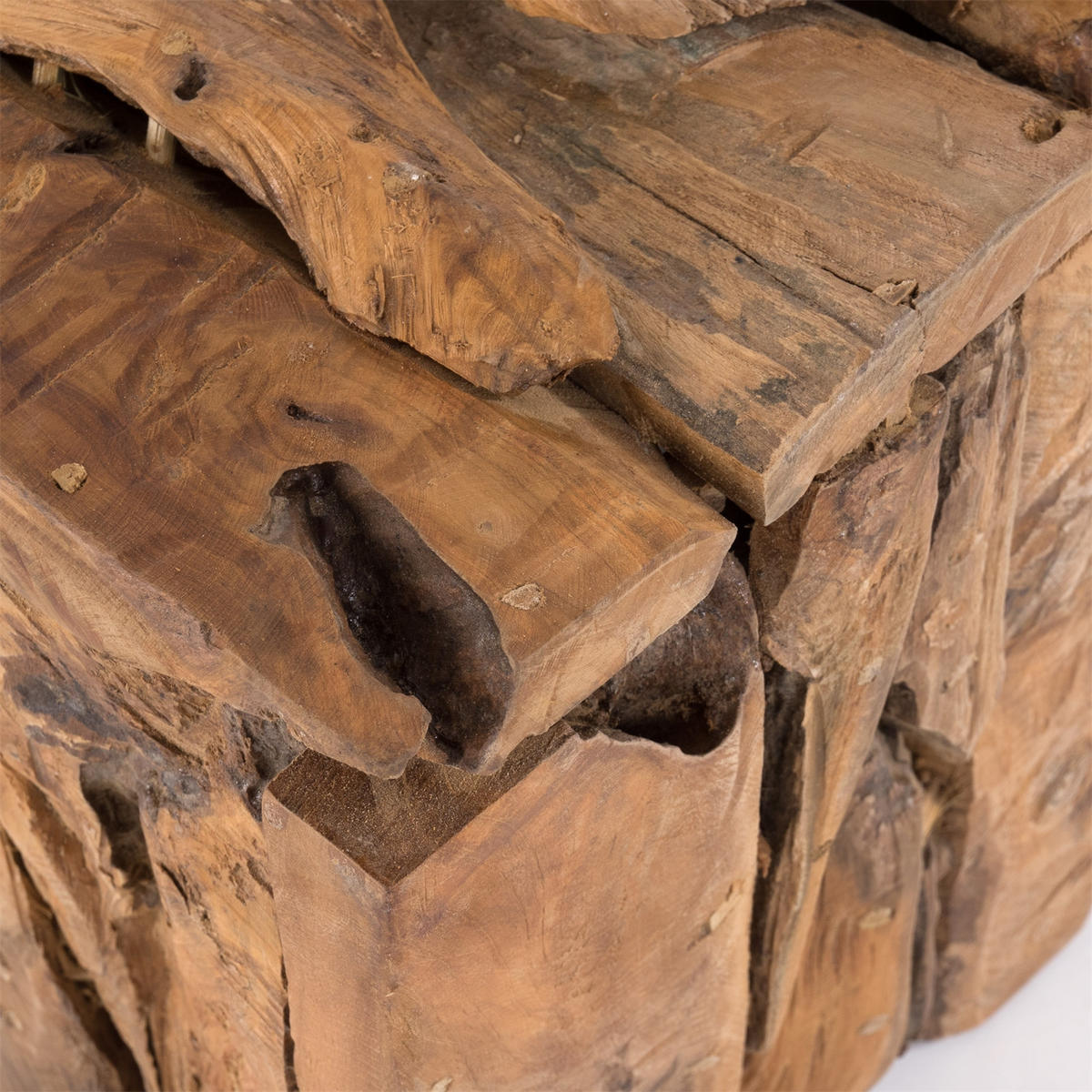 HOCKER SITZBOX TEAK 30 30x30x30 cm, Recyclingholz naturfarben - Braun, Holz (30/30/30cm) - DESIGN DELIGHTS