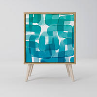 SIDEBOARD TURQUOISE RECTANGLES, Eichefarben, 57,5x42x77,5 cm, Schräge Buchenholzfüße - Eichefarben/Buchefarben, Holzwerkstoff/Buchenholz (57.5/77.5/42cm) - SpaceRebels