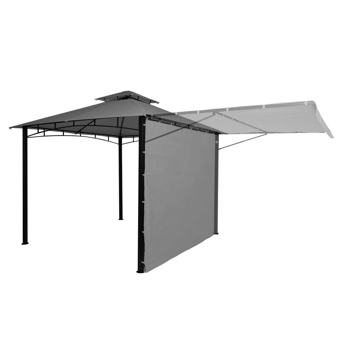 PERGOLA STAHL + SEITENWAND Grau - Grau, Textil (490/275/250cm) - MCW