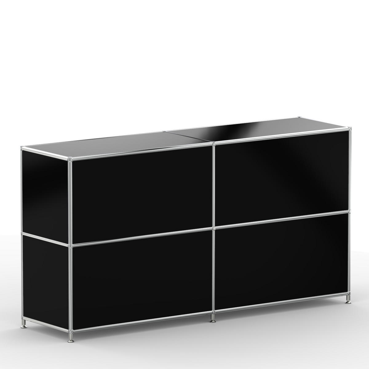 AKTENSCHRANK Büro, 4 offene Fächer, Breite 152 cm, Graphitschwarz - Chromfarben/Schwarz, Metall (40/80.5/152.2cm) - Versee
