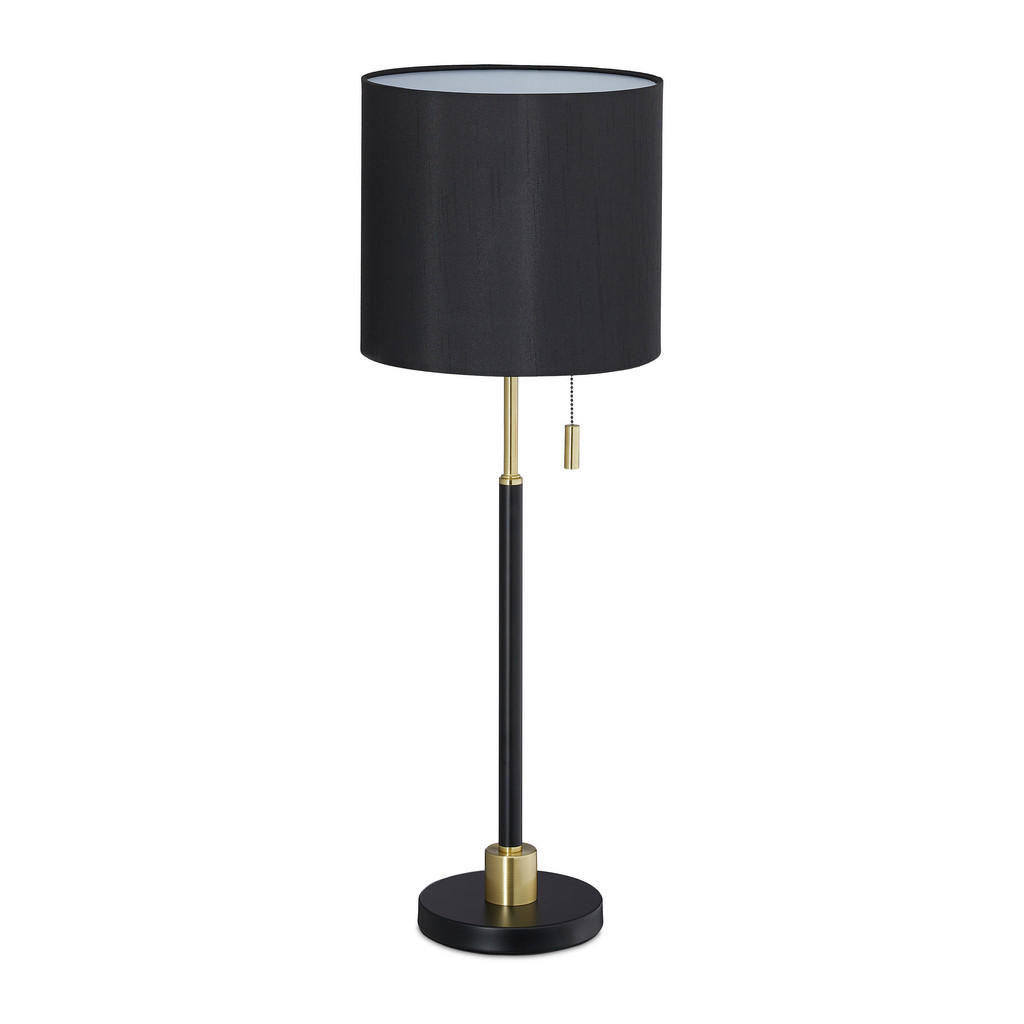 LAMPĂ Negru Auriu de masă abajur textil E27