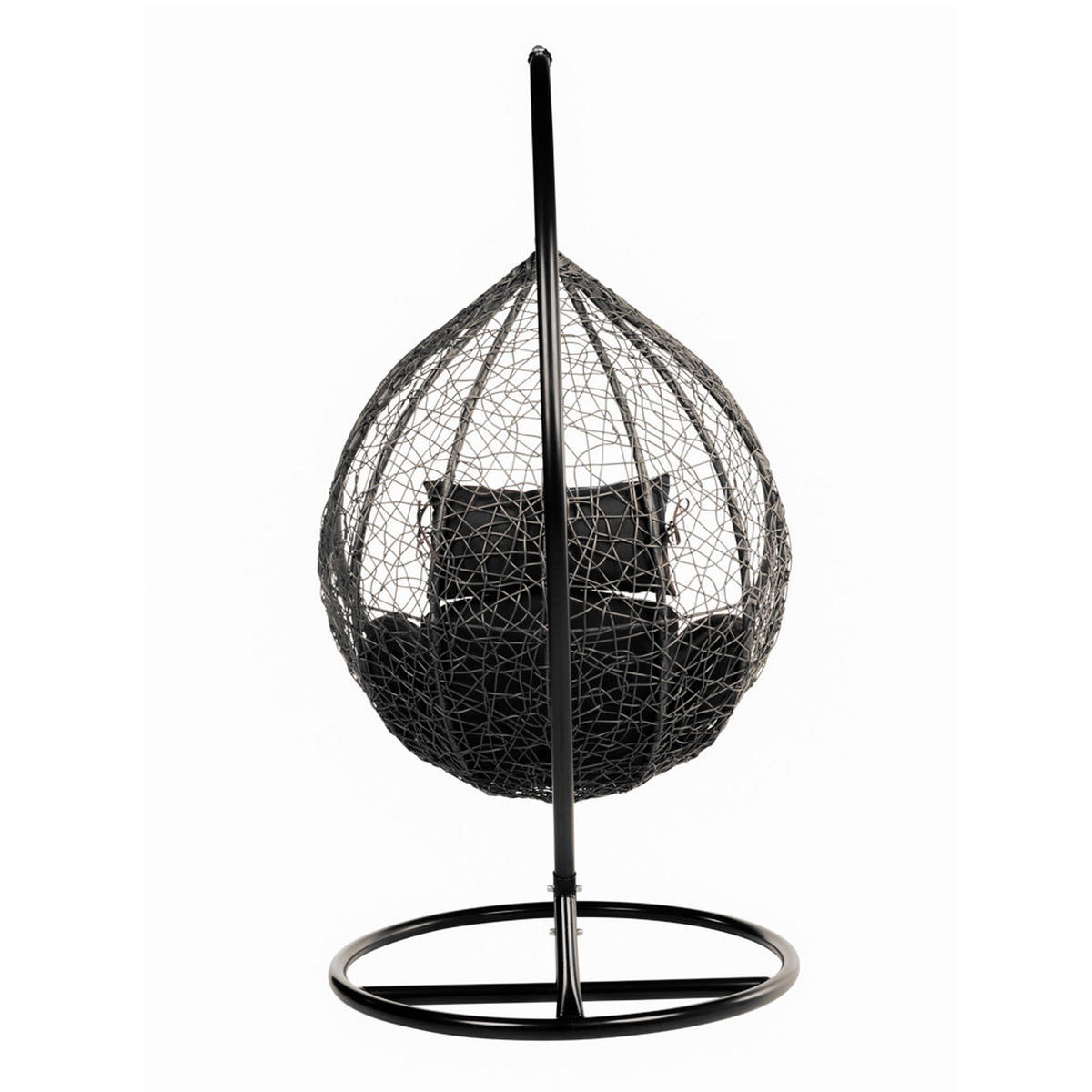 HÄNGESESSEL CIELO - Farbe: Schwarz, Ausstattung: Mit Regenabdeckung - Schwarz, Kunststoff (104/200/104cm) - Home Deluxe