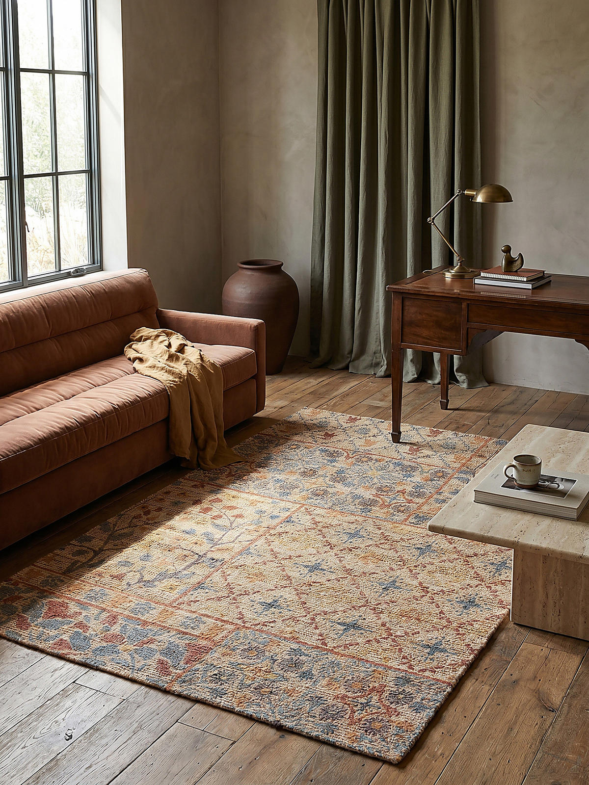 JUTETEPPICH handgewebt AVILL, im Boho-Stil, Natur-Blau, 120 x 170 cm - Beige, Textil (170/120cm) - KADIMA DESIGN