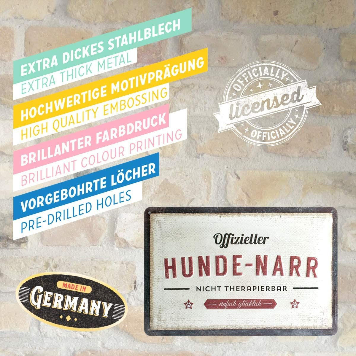 BLECHSCHILD 20/30 cm PfotenSchild Hunde-Narr - Multicolor, Metall (30/20/0.2cm) - Nostalgic-Art