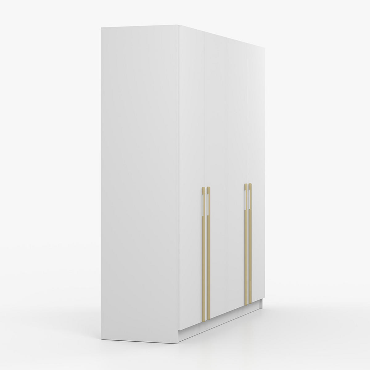 DREHTÜRENSCHRANK ROSA 4D 200/210/57 cm 4-türig Weiß - Goldfarben/Weiß, Holzwerkstoff/Metall (200/210/57cm) - imoebel24