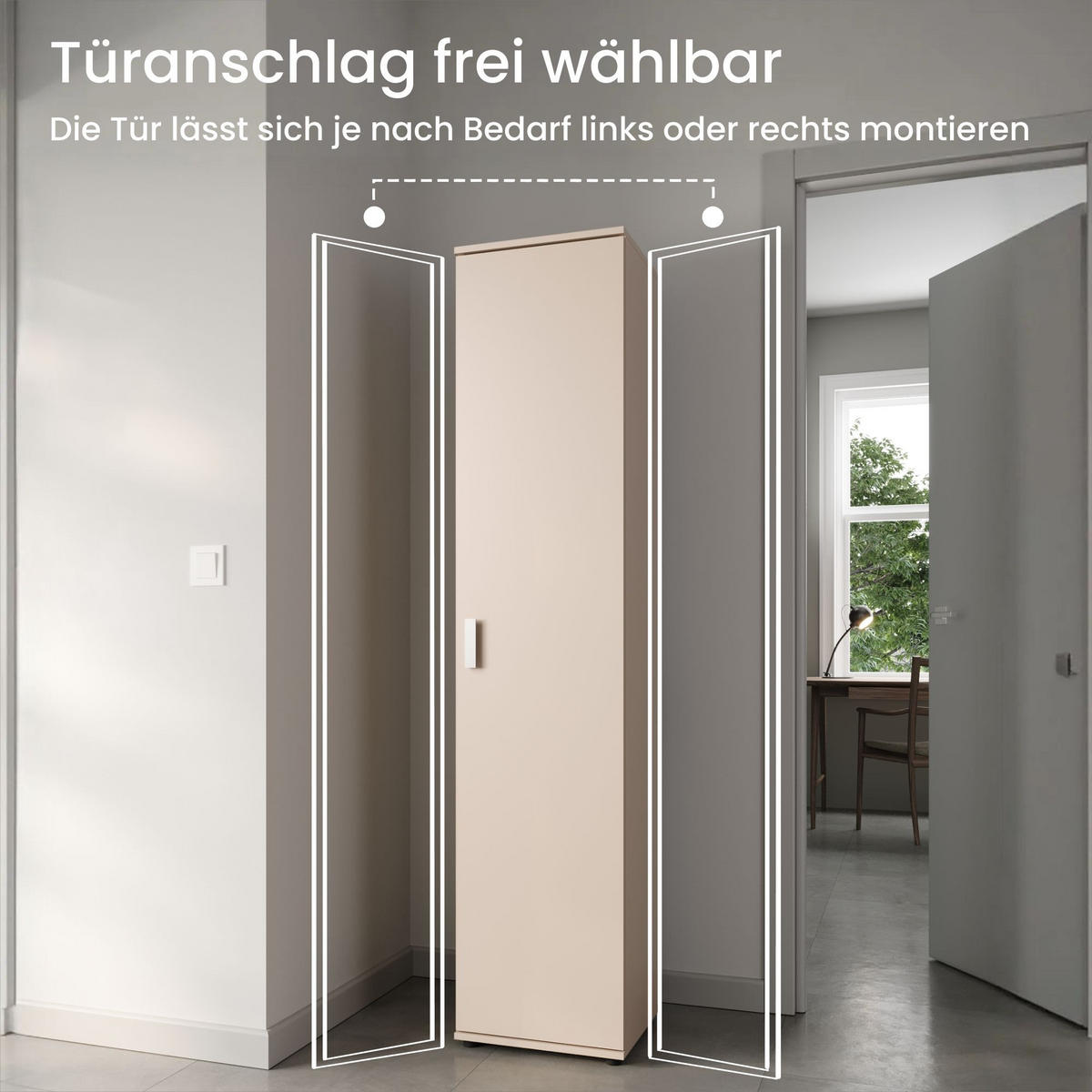 MEHRZWECKSCHRANK mit 1 Tür & 4 Einlegeböden in Kaschmir - Kaschmir, Holzwerkstoff (40/184/35cm) - Home Collective