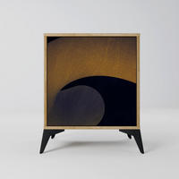 SIDEBOARD HOLLOW TIME, Eichefarben, 57,5x42x70,5 cm, Schwarze Metall-Sternfüße - Eichefarben/Multicolor, Holzwerkstoff/Metall (57.5/70.5/42cm) - SpaceRebels