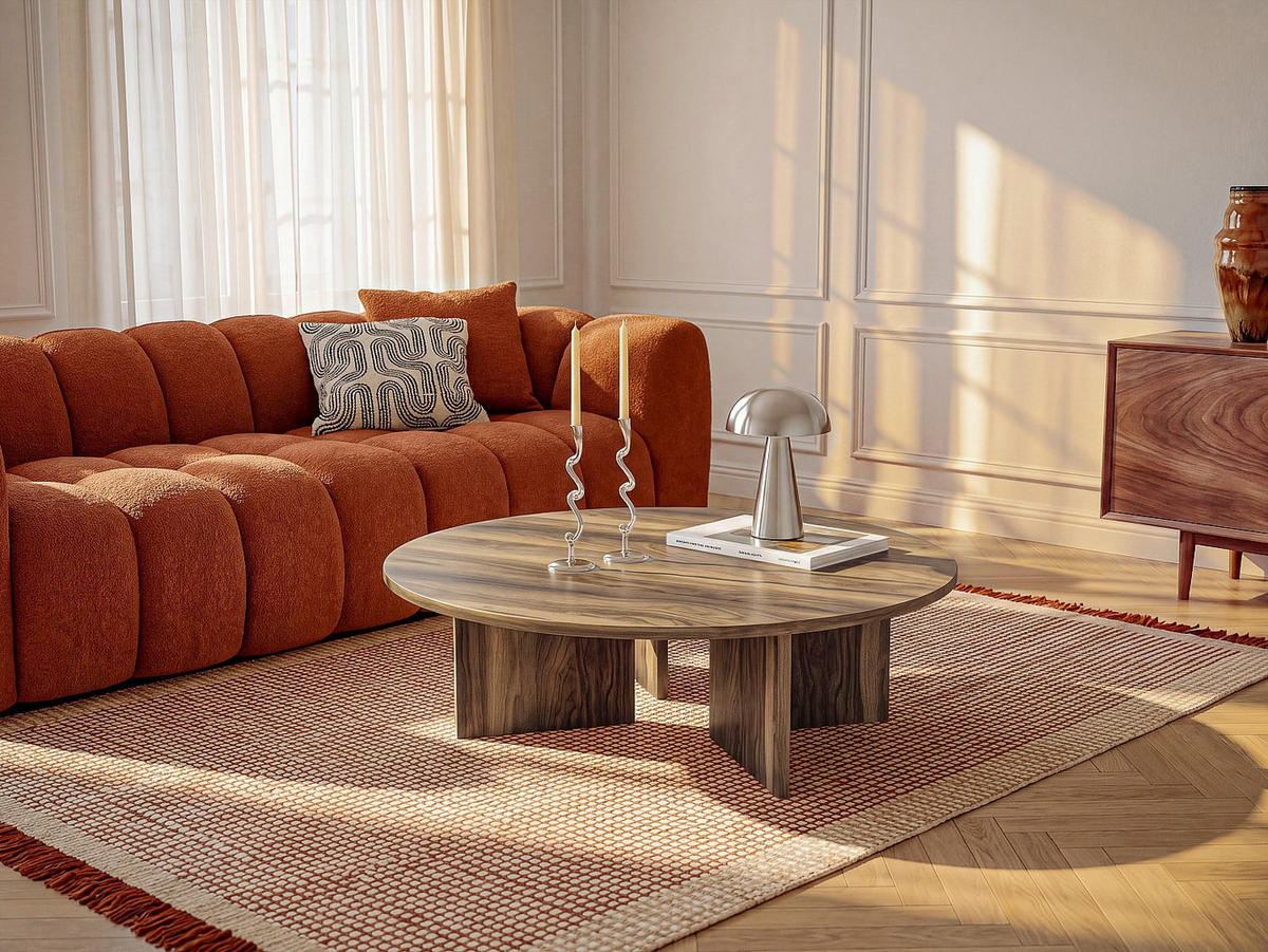 COUCHTISCH - 90 cm x 90 cm - holz - naturfarben dunkel Topania - Naturfarben, Holz (90/90/31.4cm) - Vente-Unique