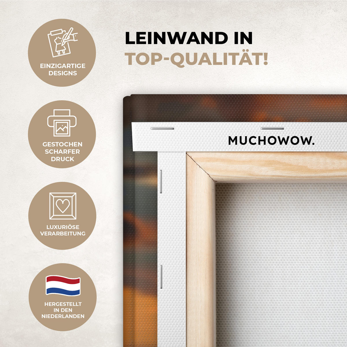 LEINWANDBILD Natur - Leopard - Tier - Sonnenuntergang - Modern Wandbilder 80x60 cm - Orange, Textil (80/60cm) - MuchoWow