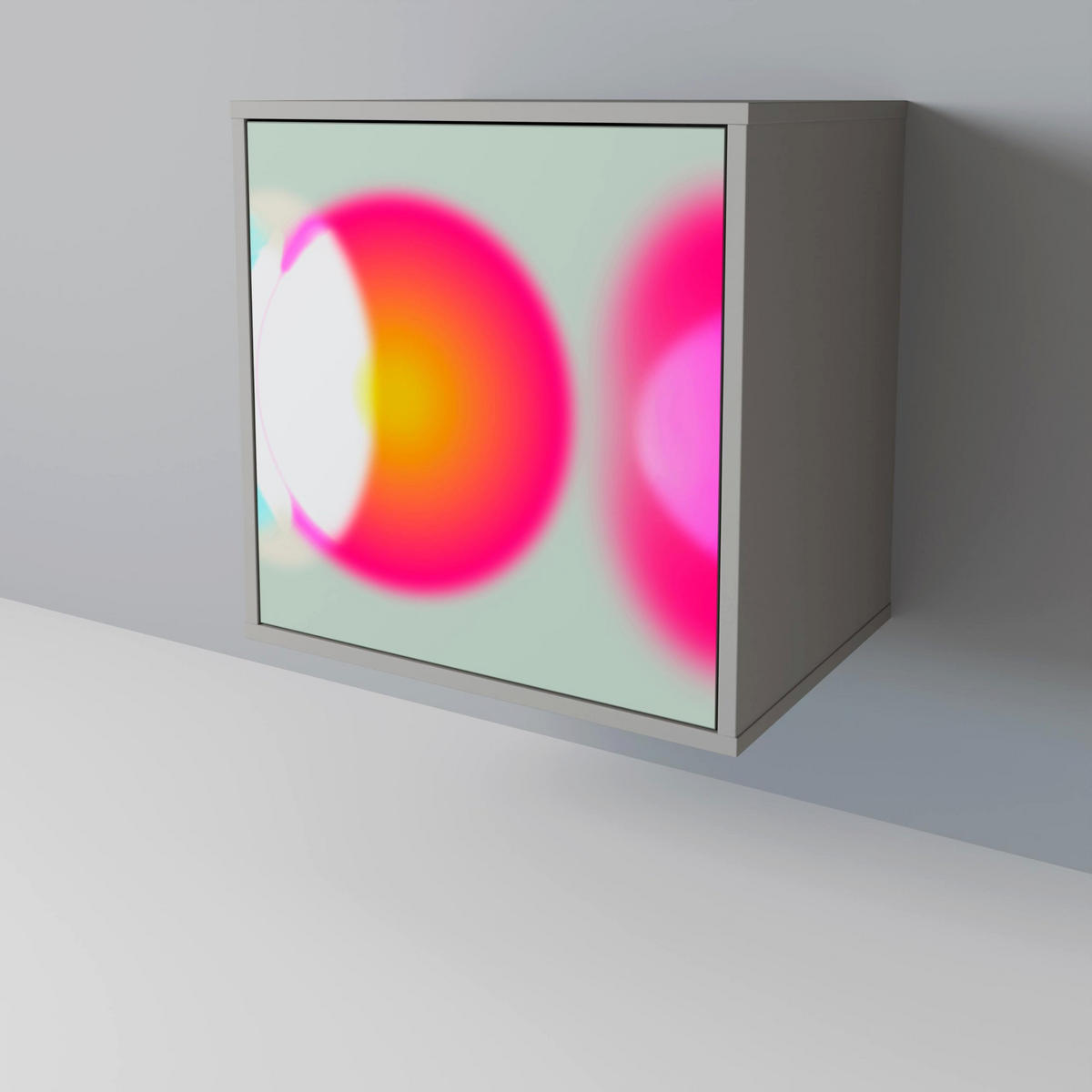 SIDEBOARD SYMPHONY OF COLORS, Grau, 57,5x42x72,5 cm, Schwarze Metallfüße - Multicolor/Schwarz, Holzwerkstoff/Metall (57.5/72.5/42cm) - SpaceRebels