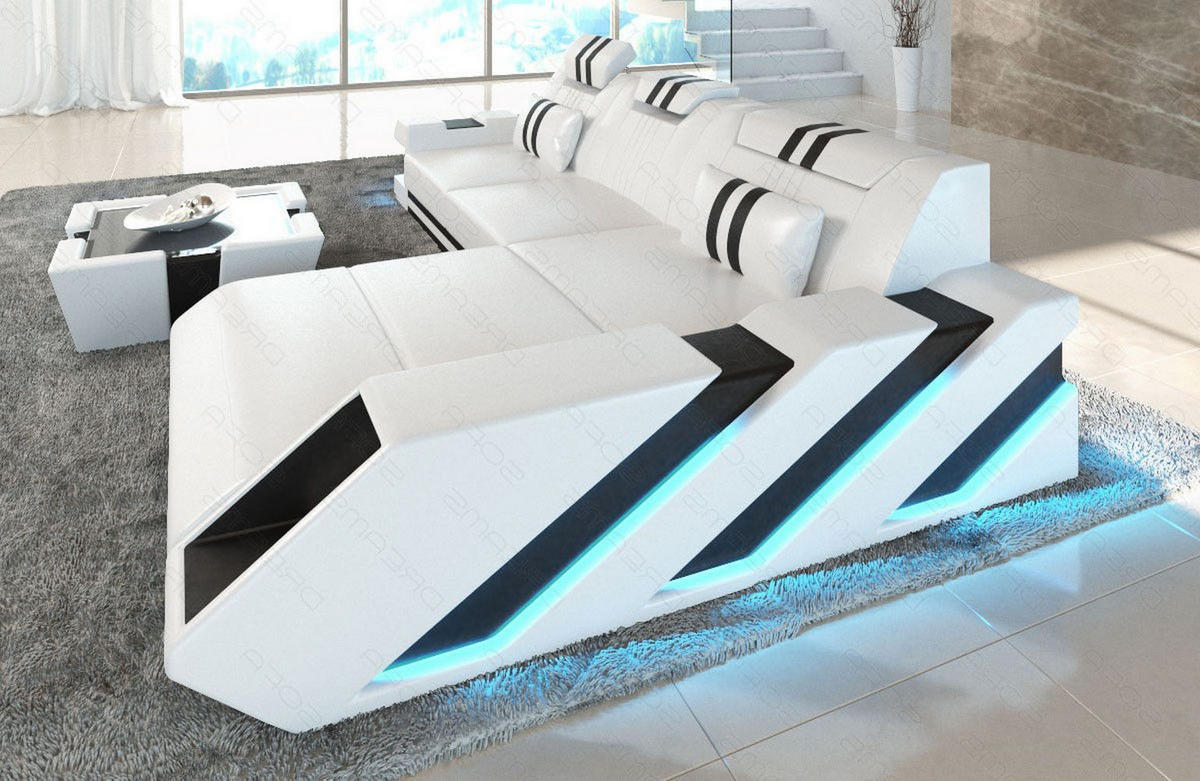 ECKSOFA Apollonia L - Weiß, Leder (190/295cm) - Sofa Dreams